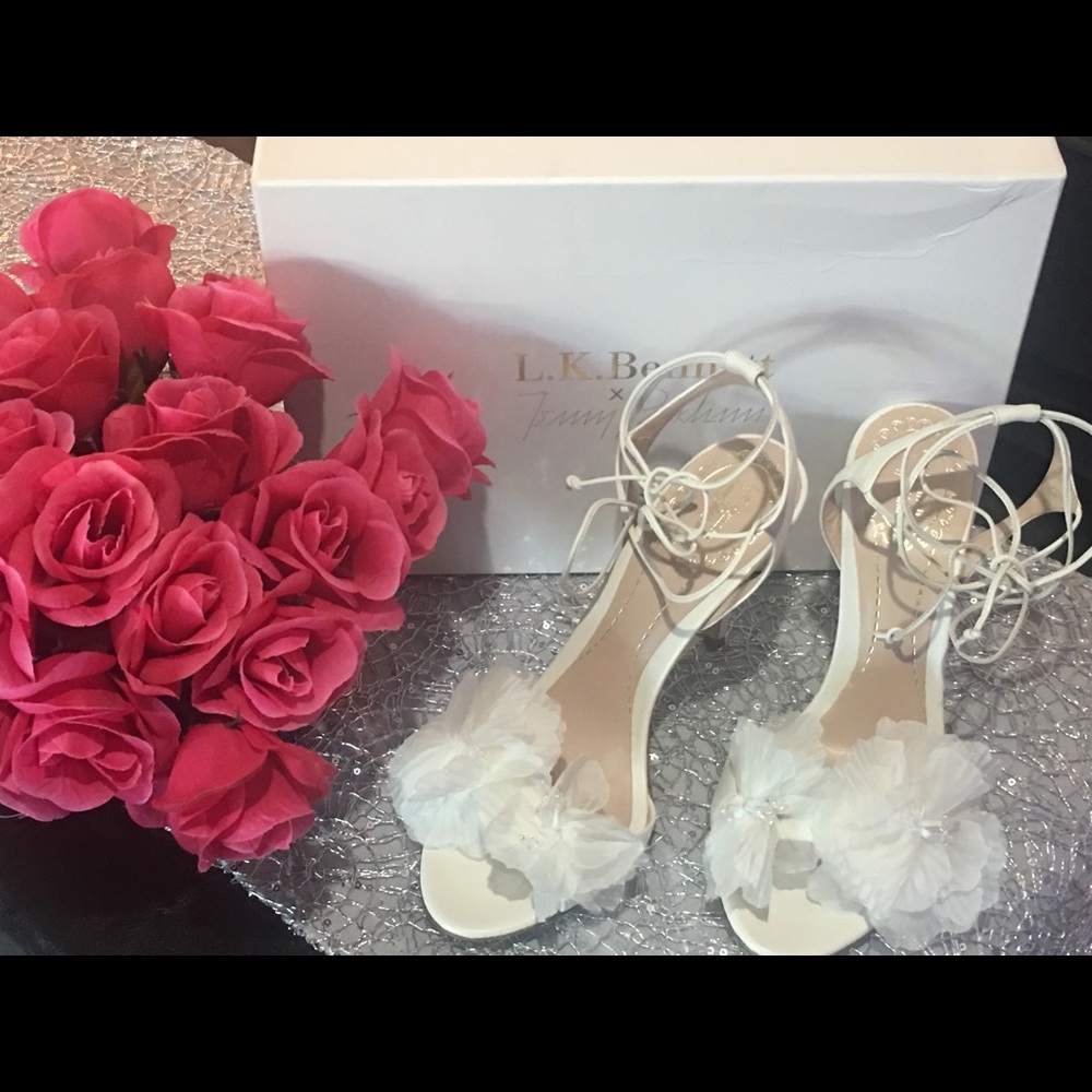 L.K. Bennett White Strappy Wedding Sandals Heels - Picture 2 of 7